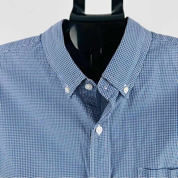 J.Crew Men’s SZ L Blue Micro Gingham Button-Down Shirt Long Sleeve Cotton Casual - Picture 1 of 10
